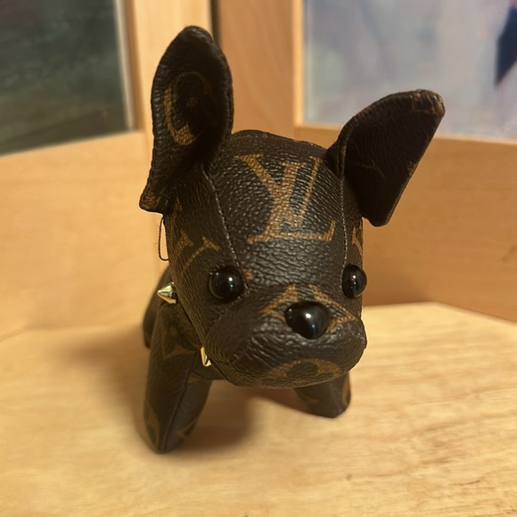 Upcycled Hand Made Classic LV Monogram x French Bulldog Keychain Bag Charm - Picture 7 of 7